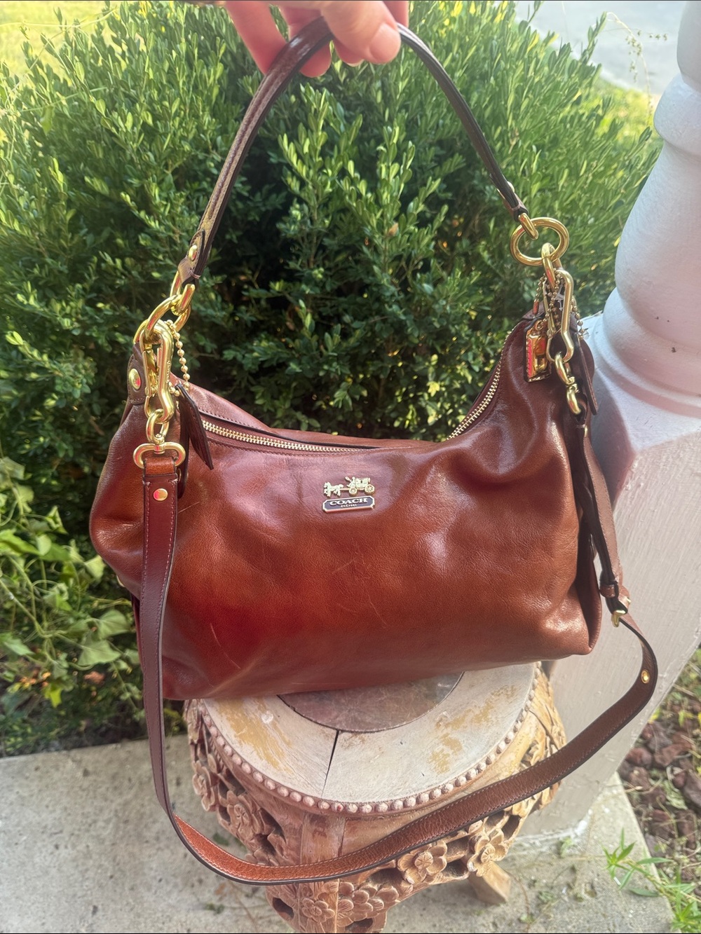 🤎14304 Madison Hailey Walnut Leather Satchel Coach Brown Leather Shoulder Bag - Picture 3 of 14
